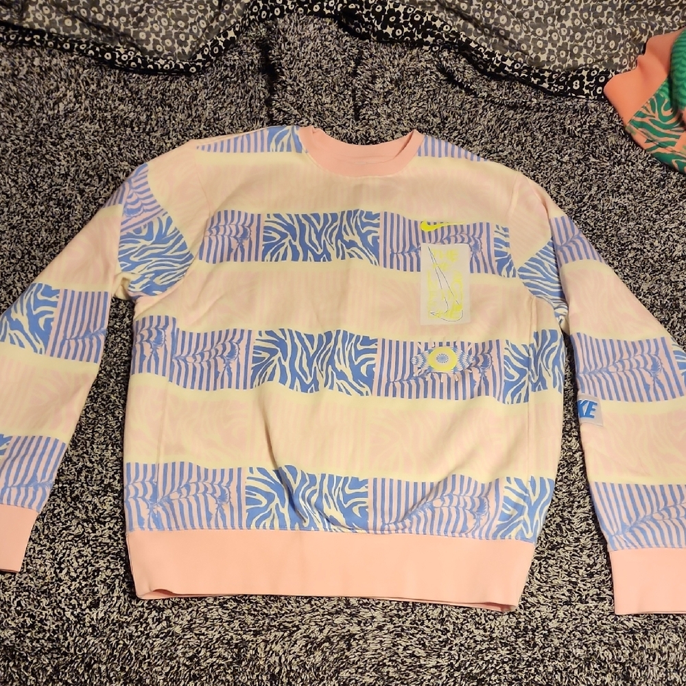 Nike Pastel Striped Sweatshirt - Pink, Blue, Yellow